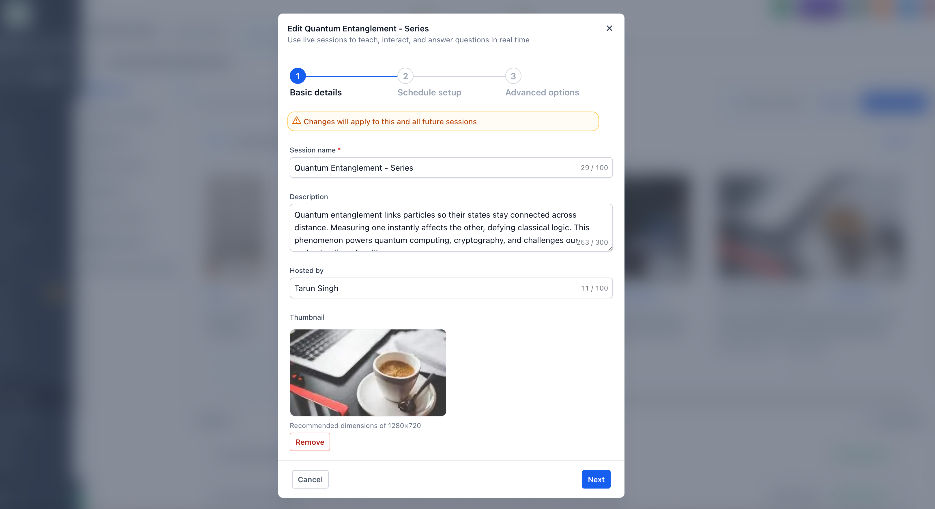 Live Sessions in Courses