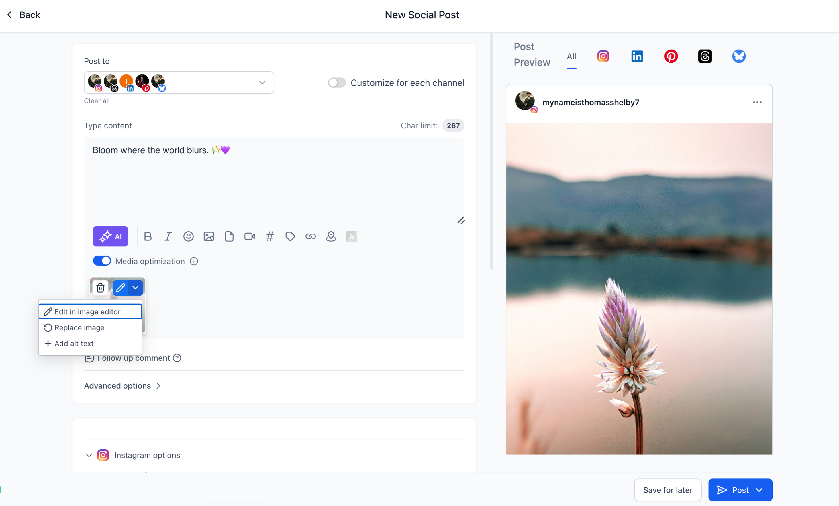 Alt Text Support Social Planner