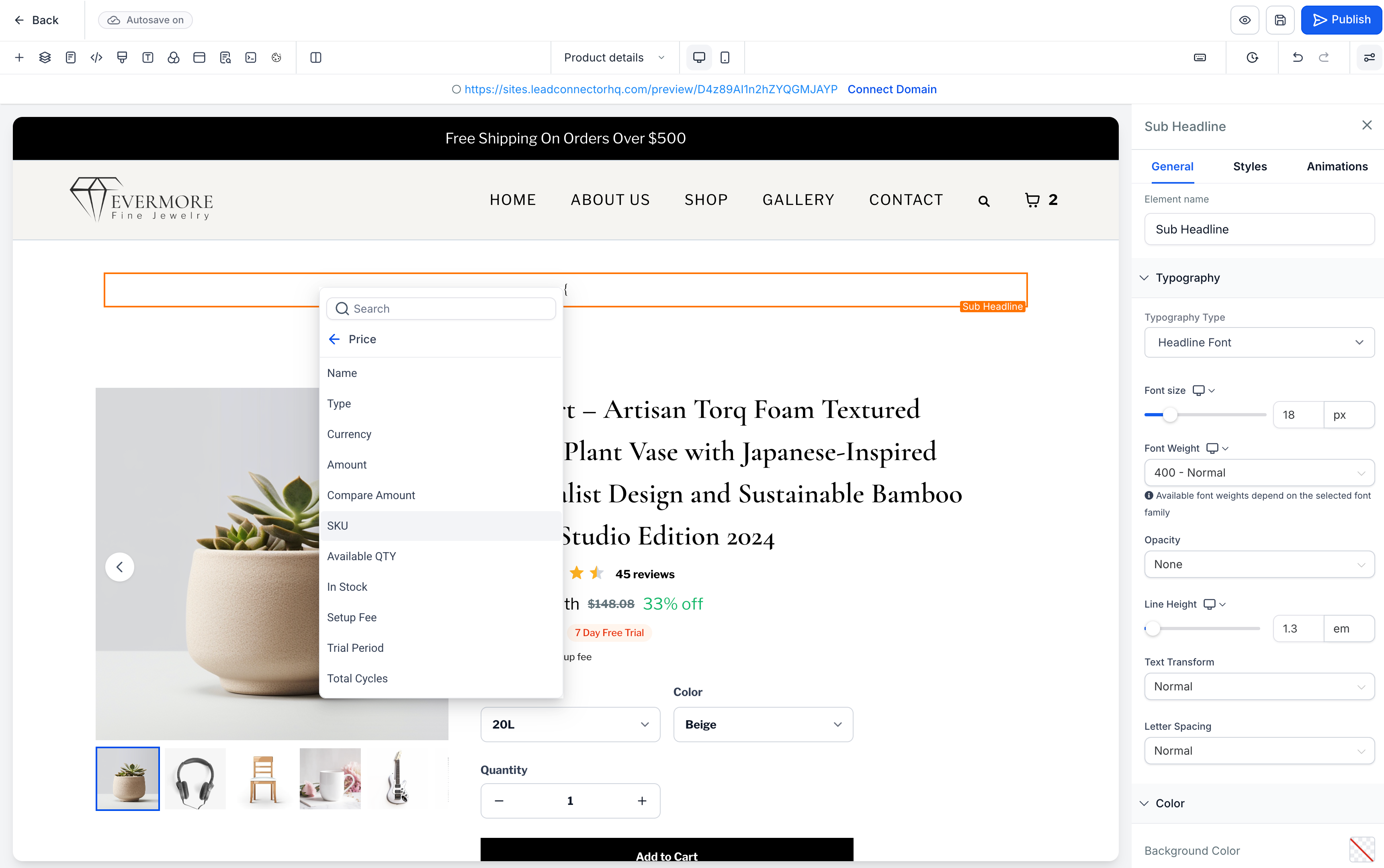 Product Custom Values