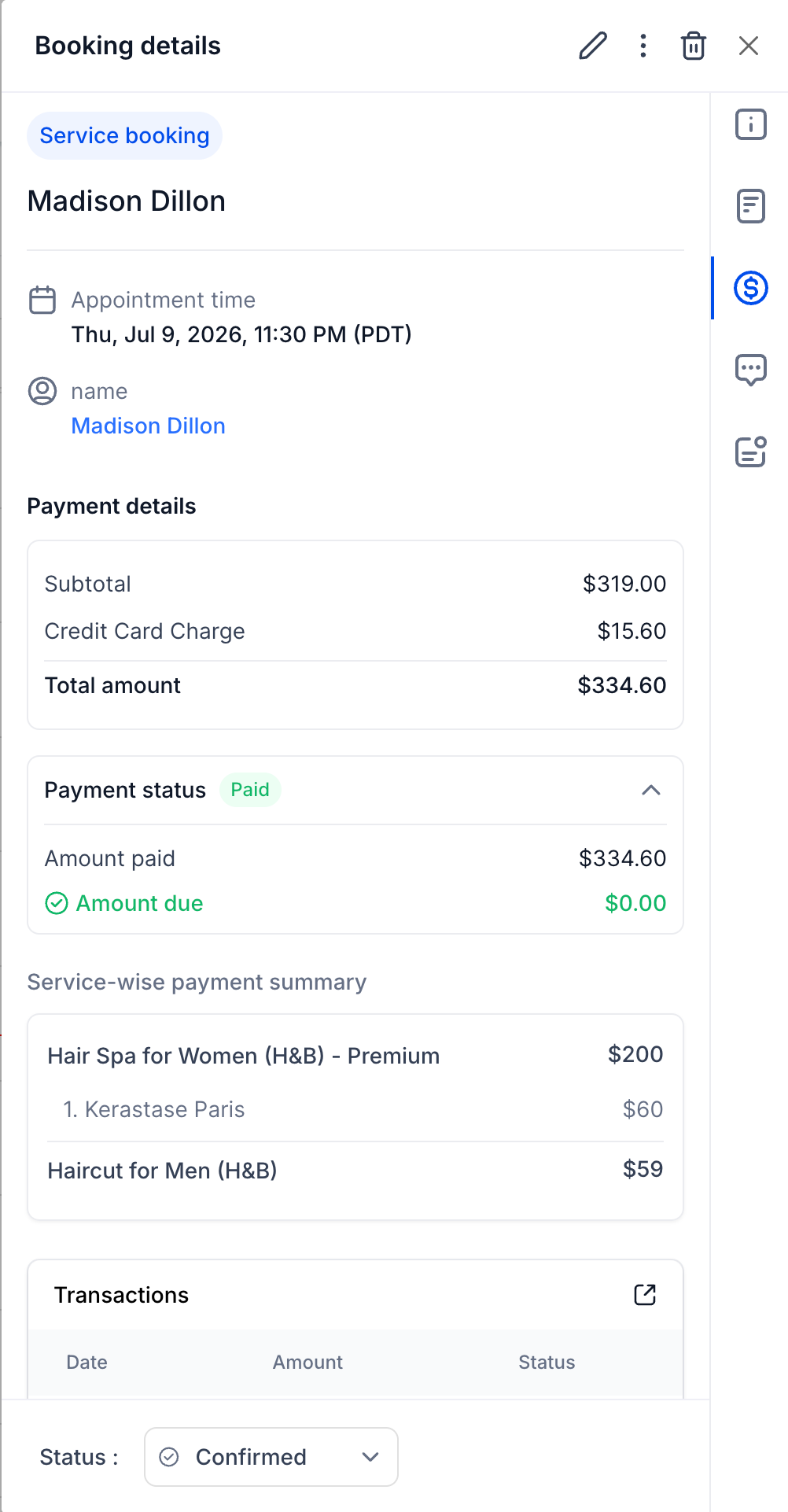 Editar reservas de Services después del pago