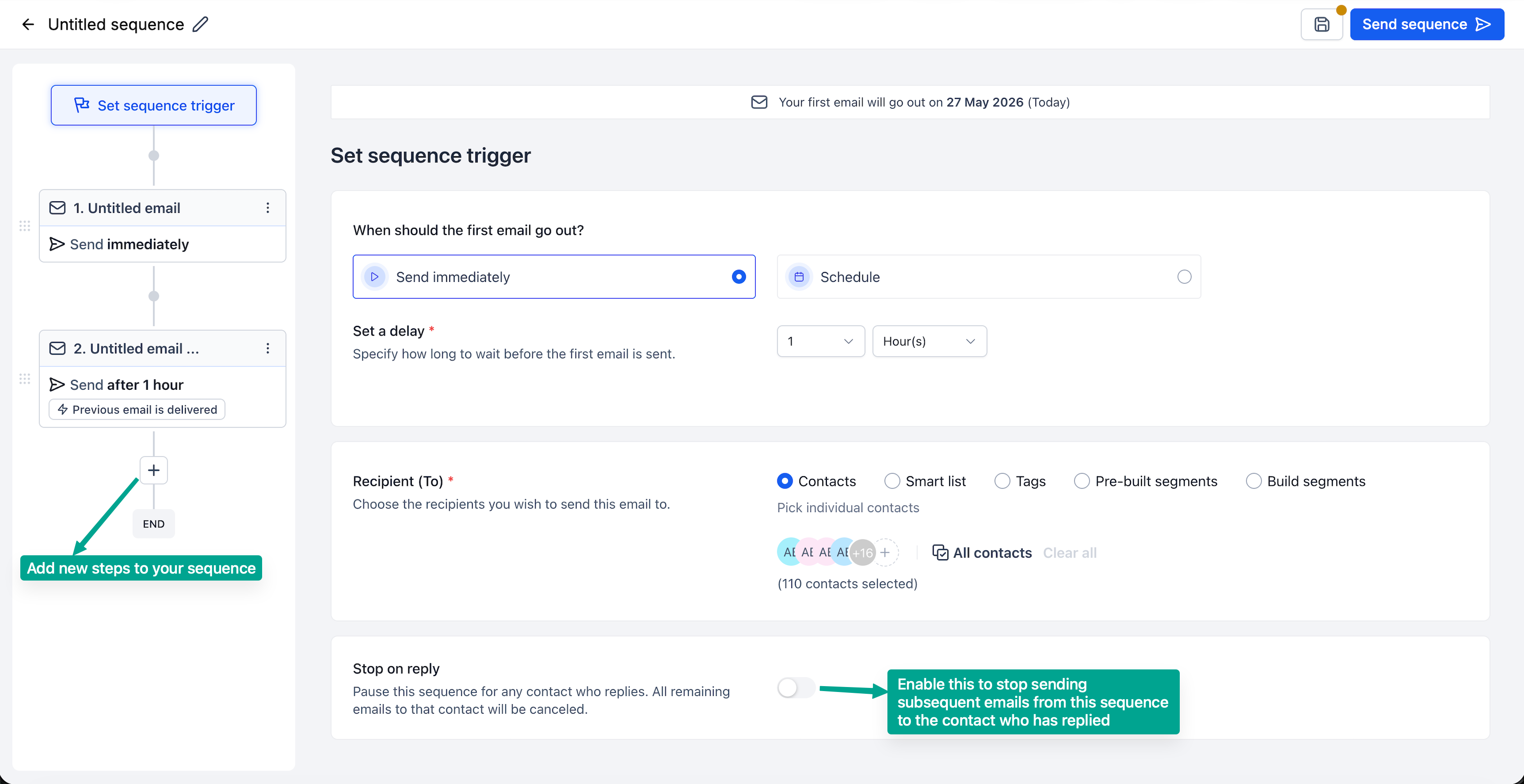 Secuencias de email en Beta Labs