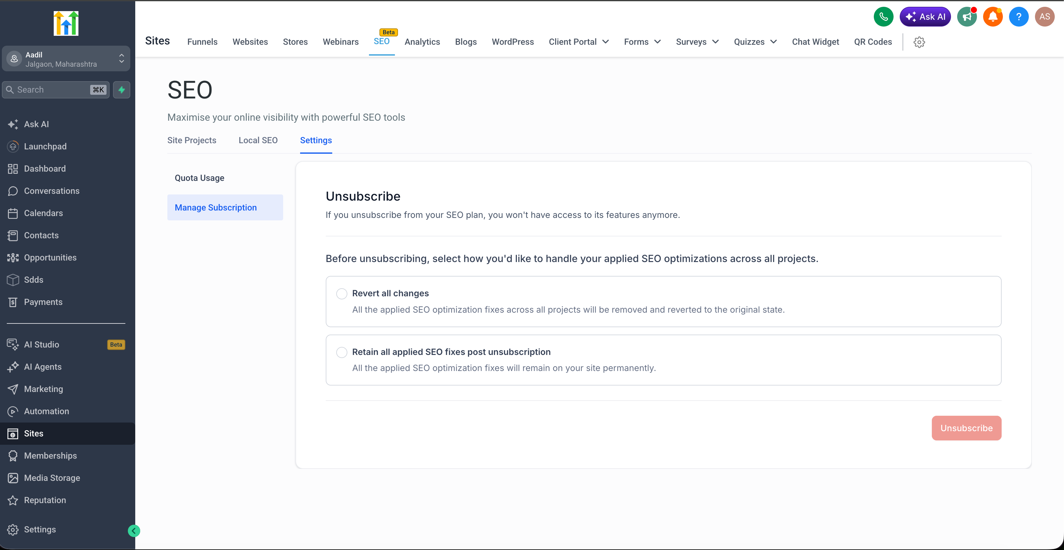 Gestión mejorada de suscripciones de SEO
