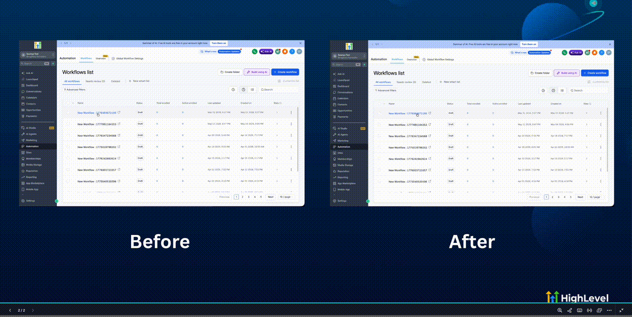 Workflow Builder mejoras de carga