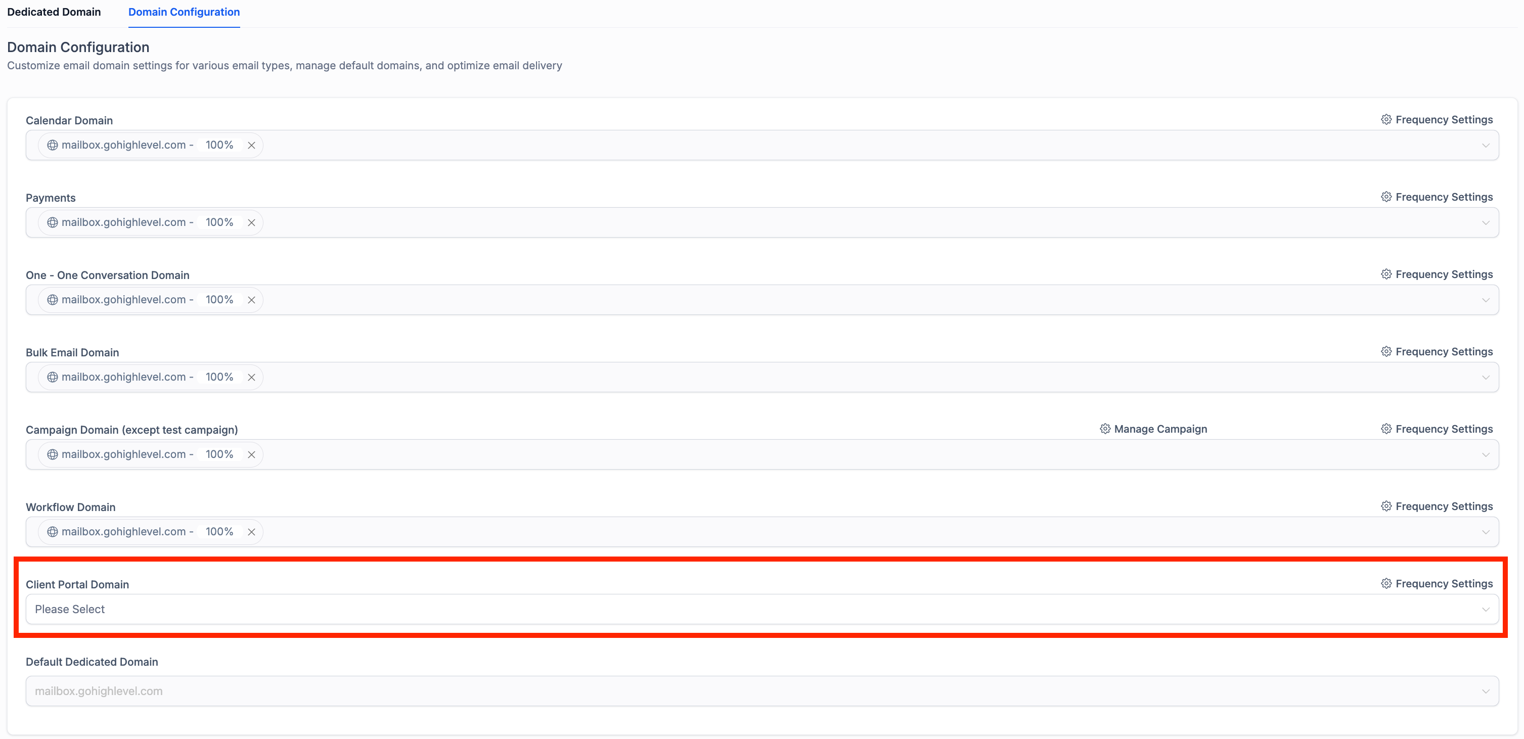 Client Portal Domain Config