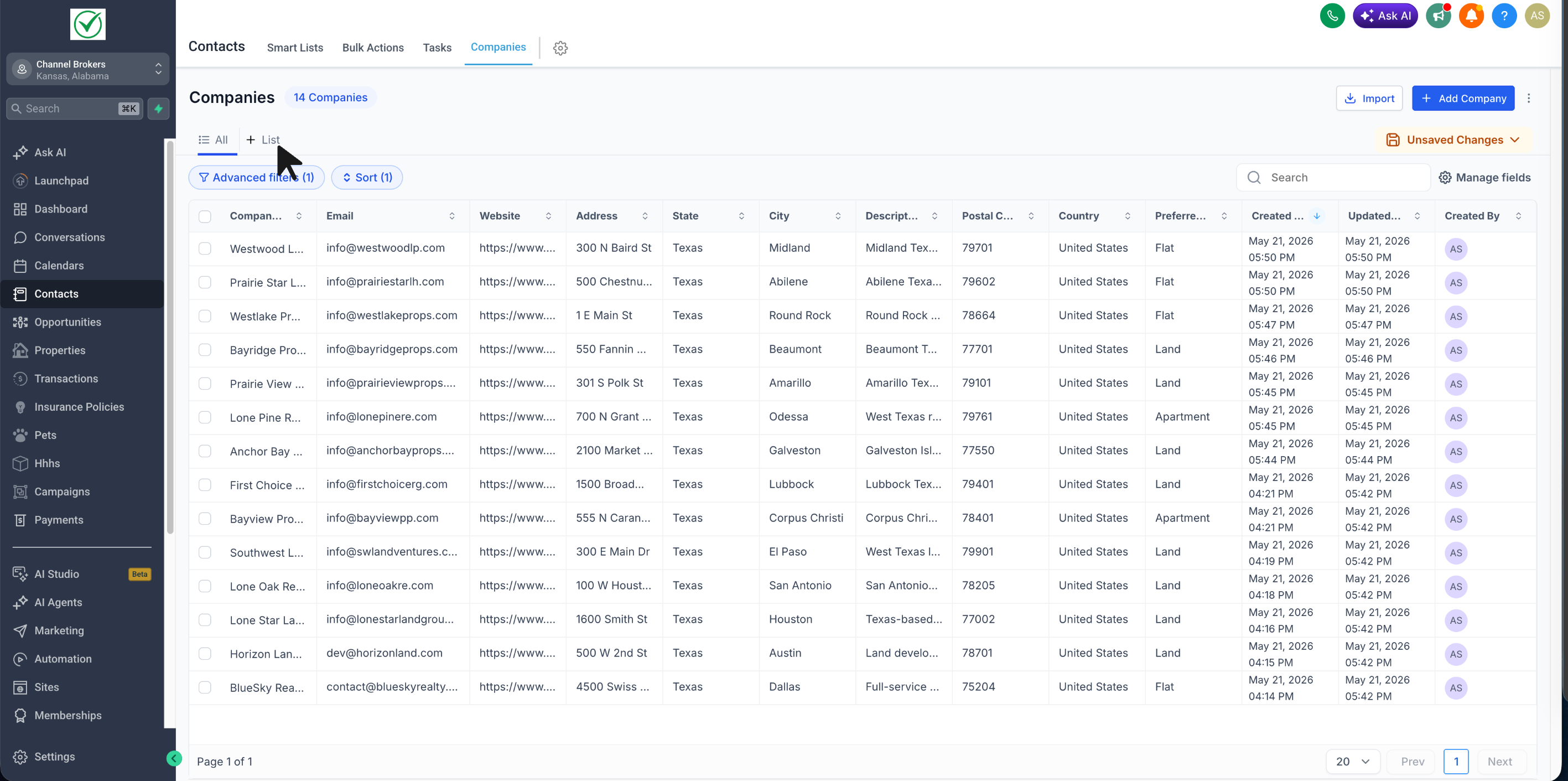 Company Smart Lists
