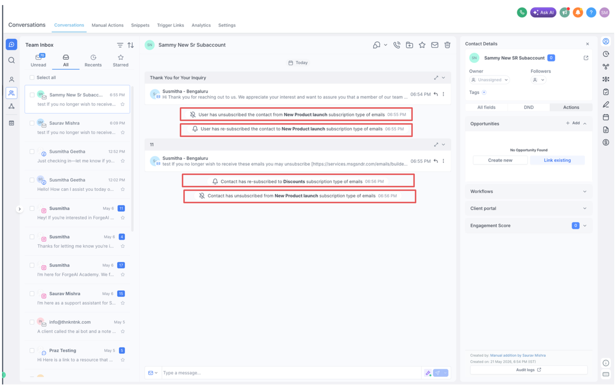 Conversation Logs Preferences