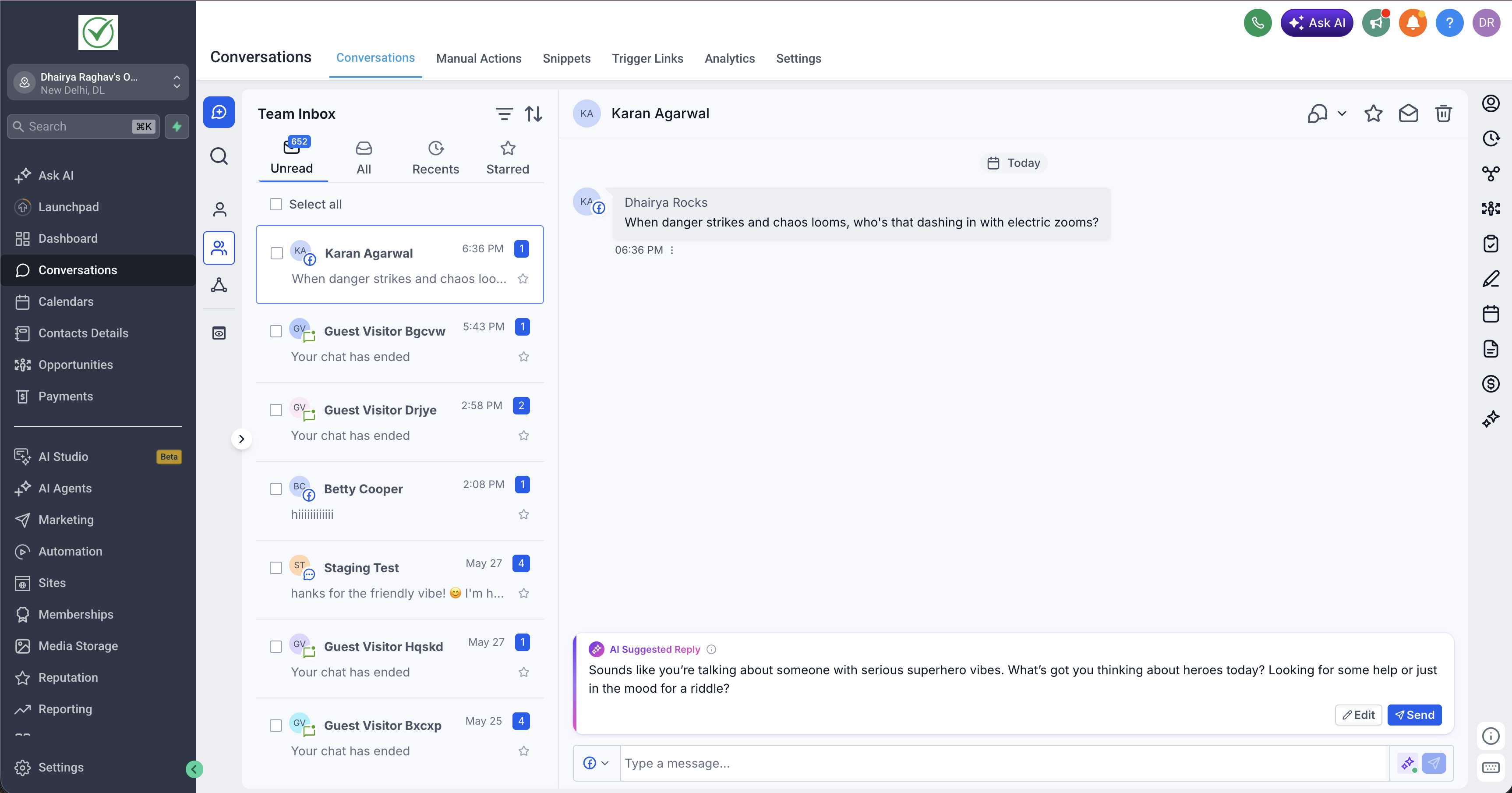 Conversational AI auto-suggestive mode