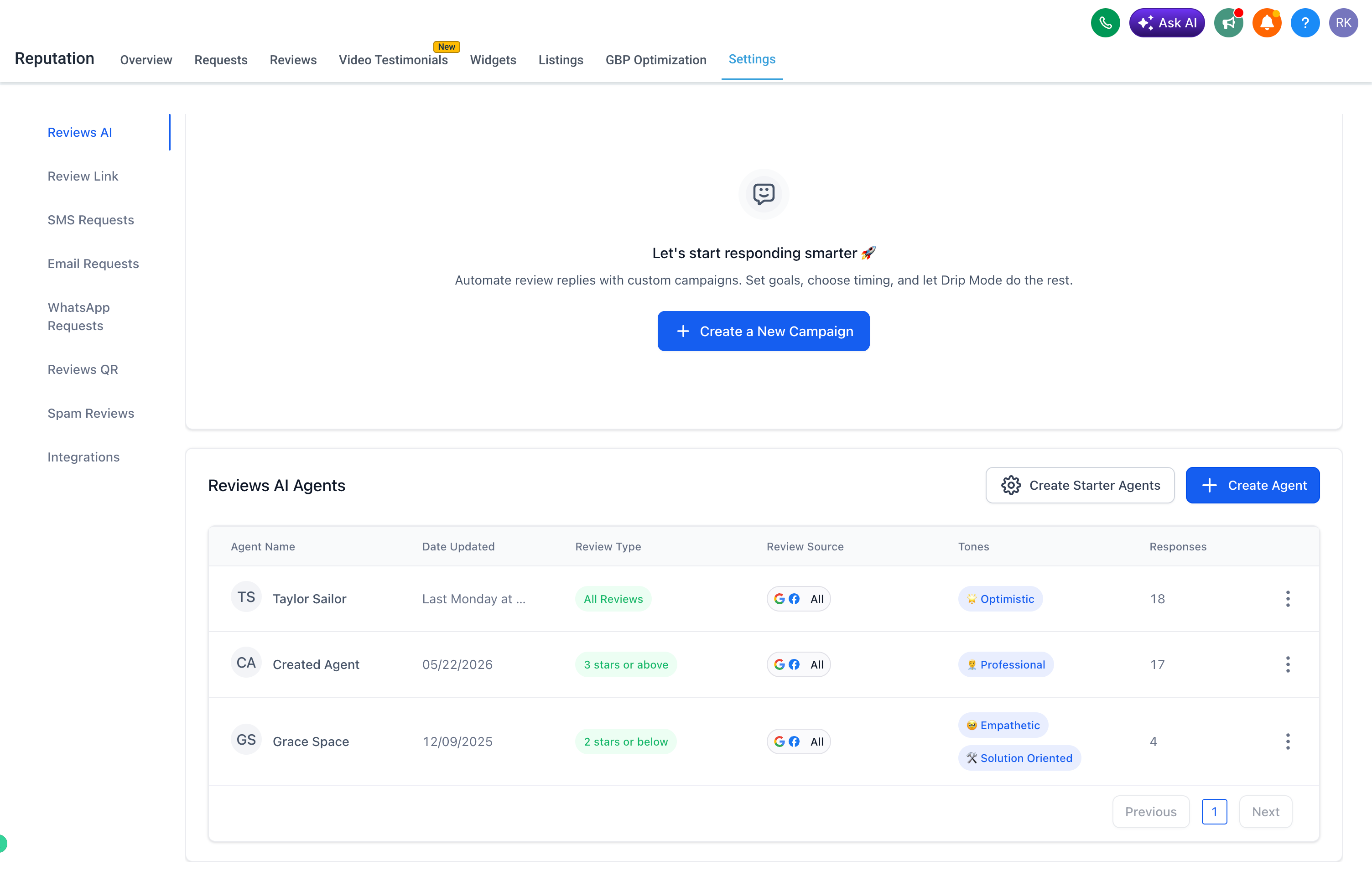Reviews AI Facebook replies