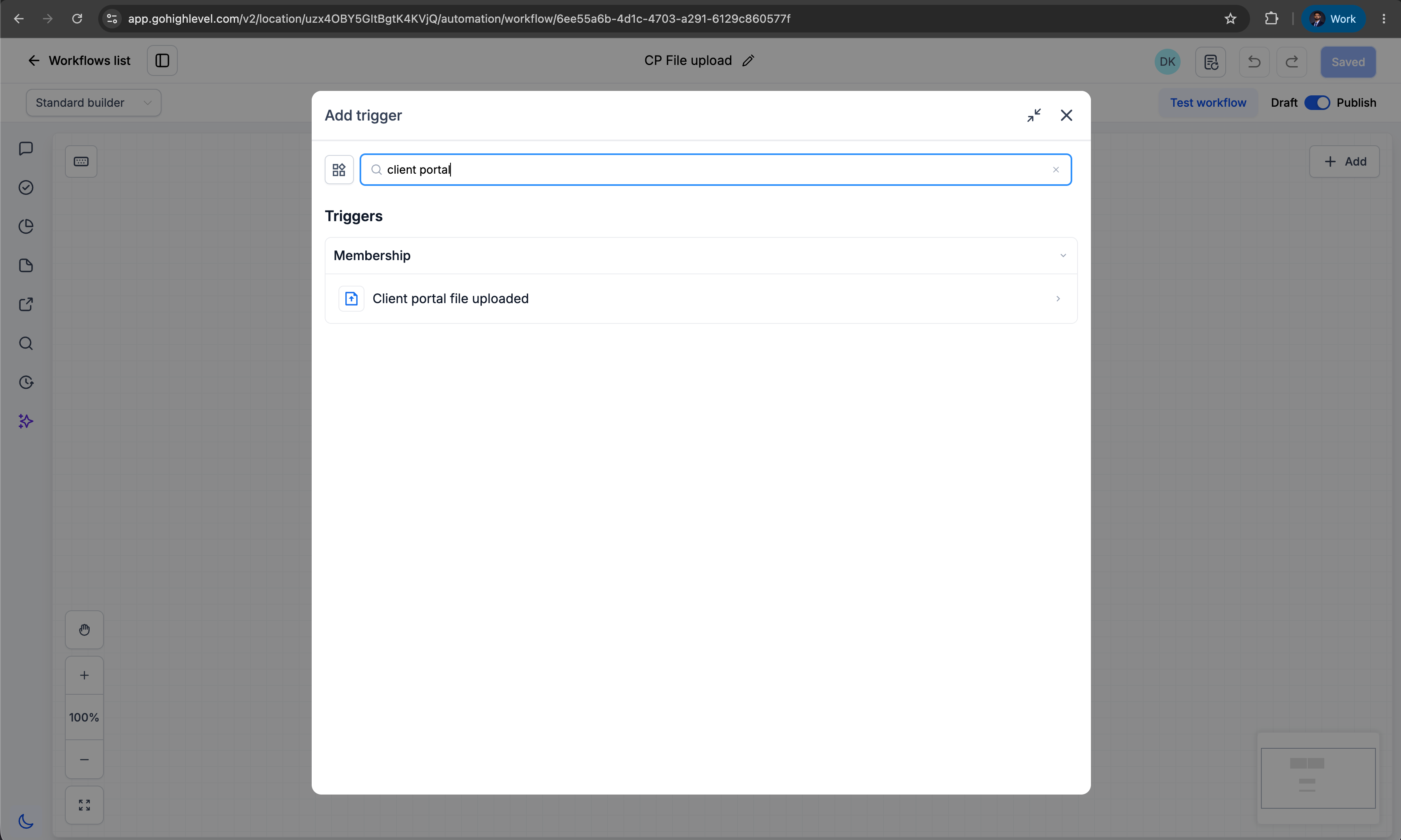 Nuevo trigger: archivo subido en el Client Portal