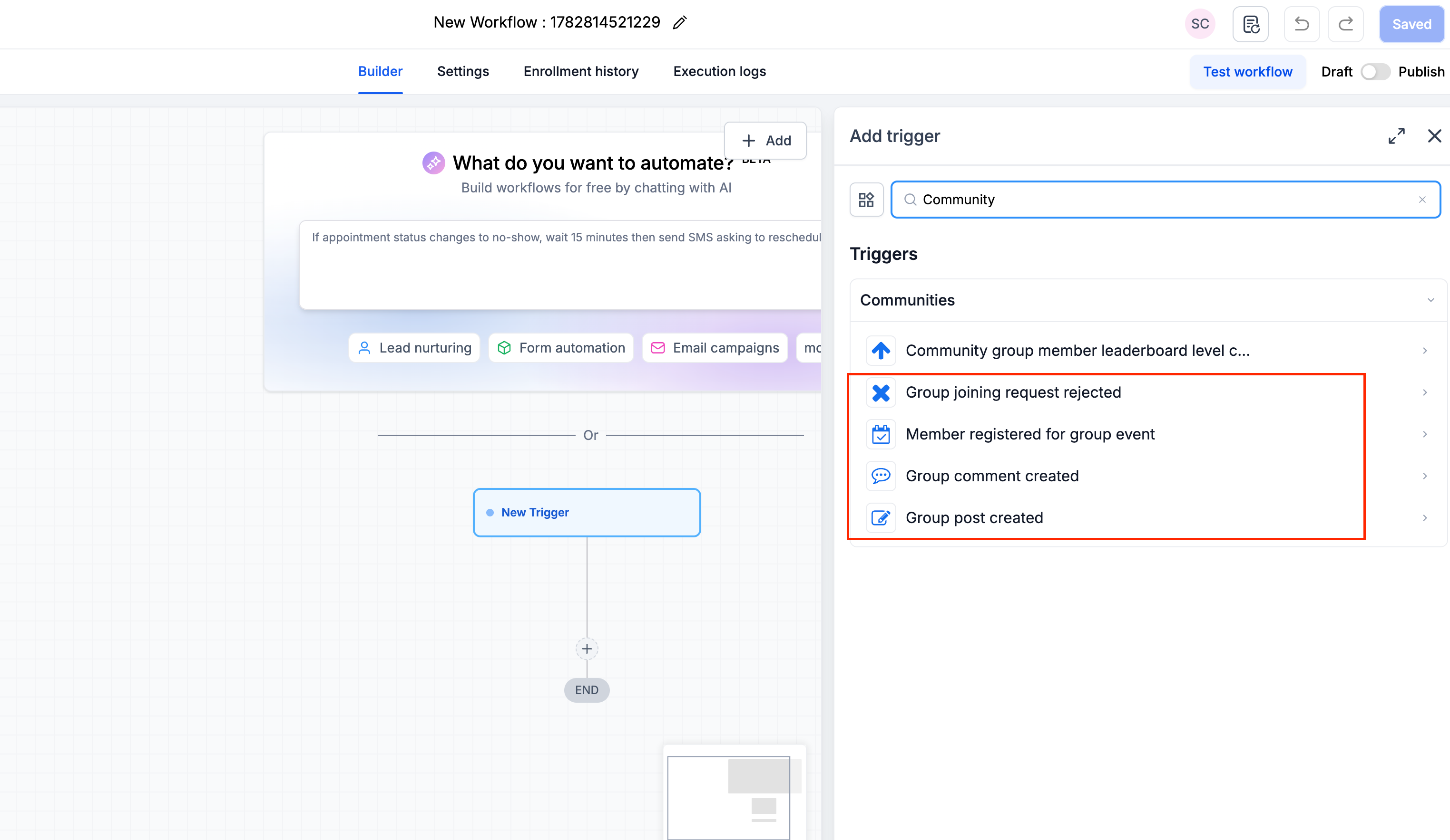 4 nuevos triggers de Comunidades en Workflows