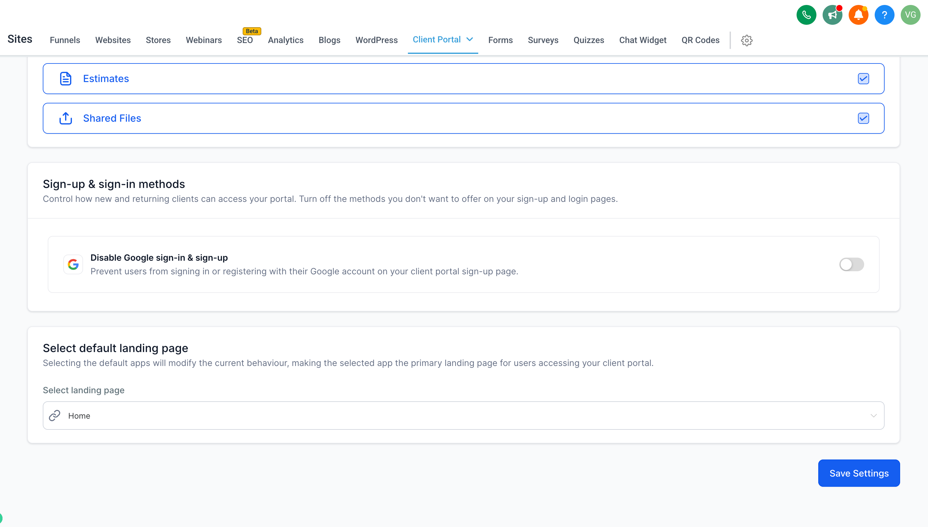 Controla el inicio de sesión con Google en tu Client Portal